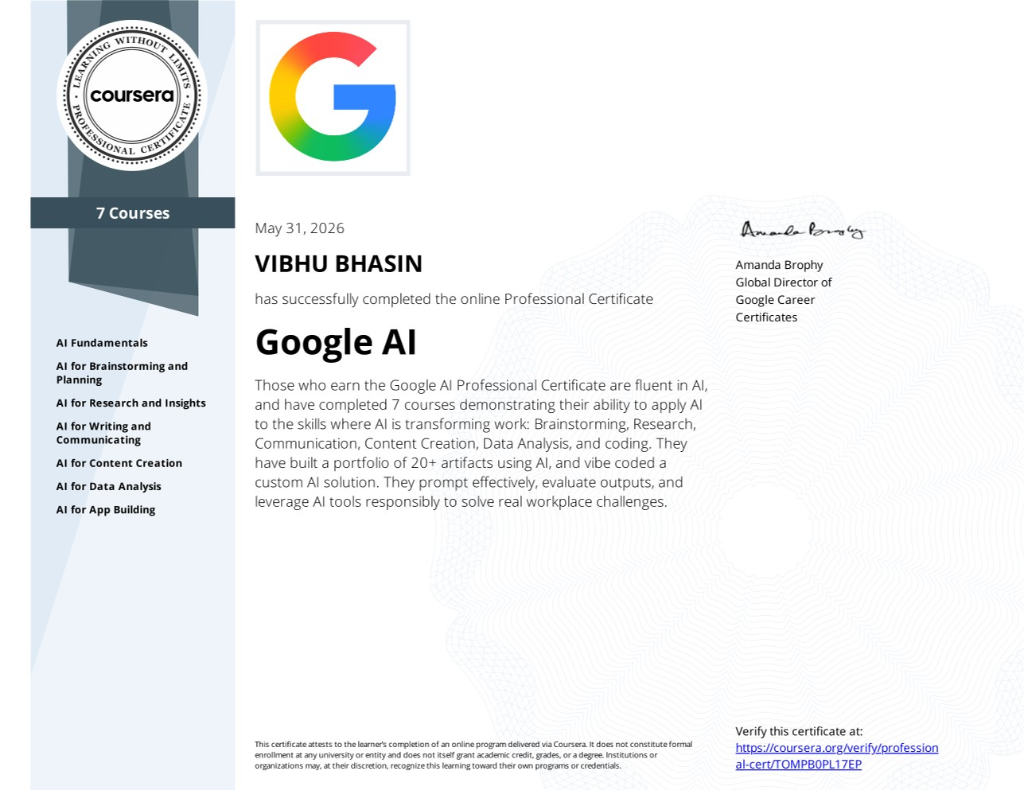 Google AI Coursera Professional Certificate
